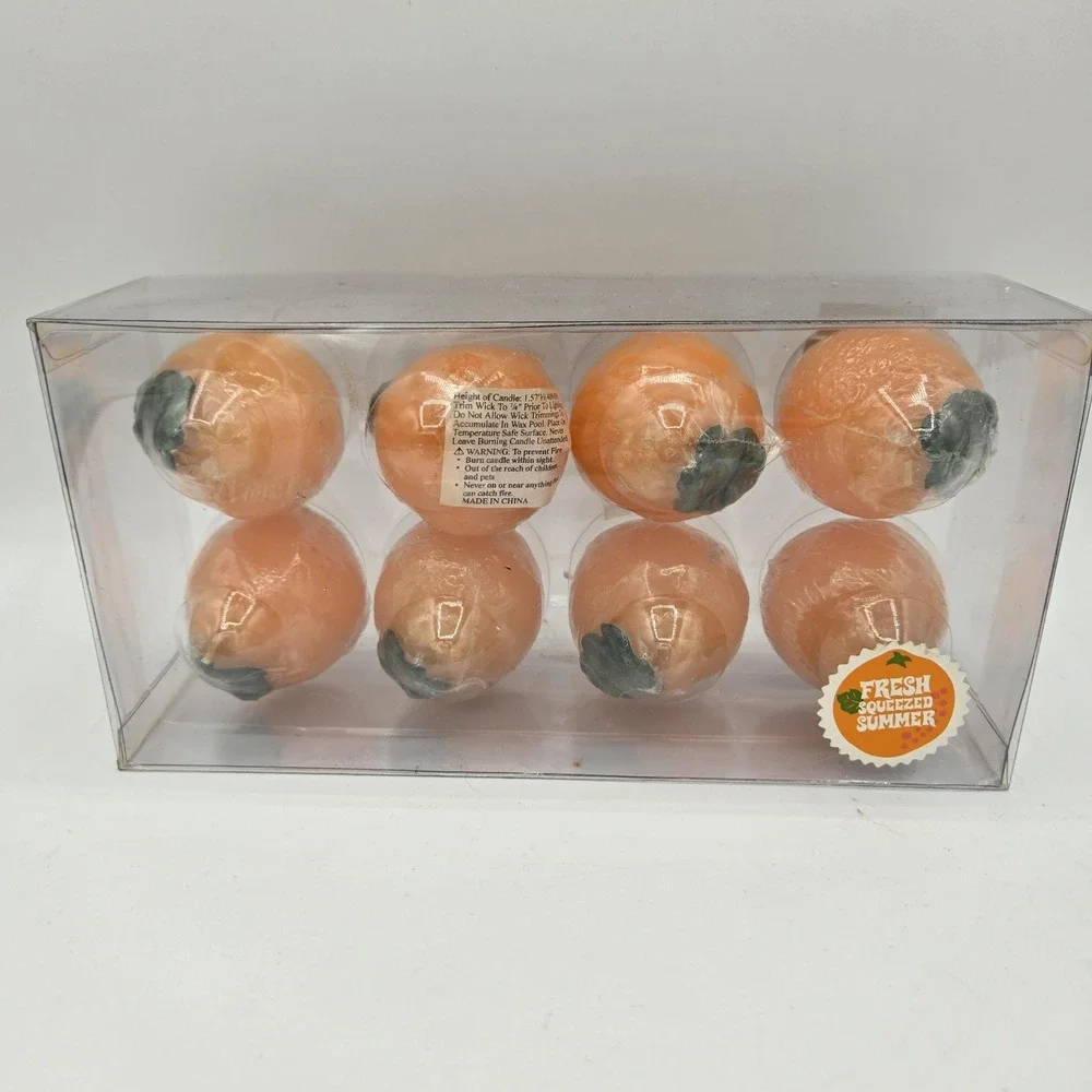 Target Fresh Squeezed Summer Orange Shaped Fruit Candles Set‎ Of 8 New In Box